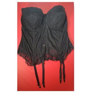 Goddess Corset Bustier – Black Lace with trim + Optional Garters NWT